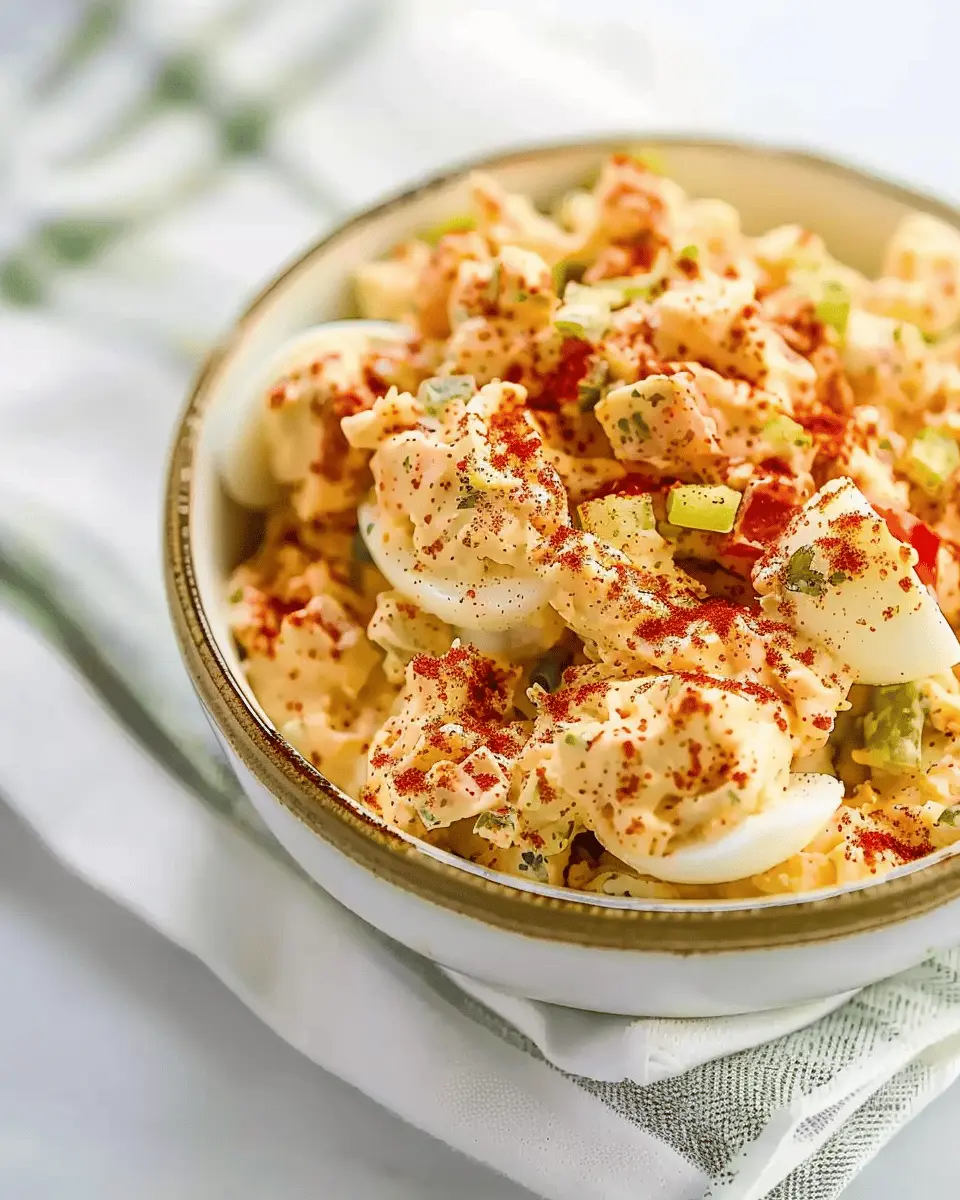 Classic Creamy Deviled Egg Salad with Turkey Bacon Twist
