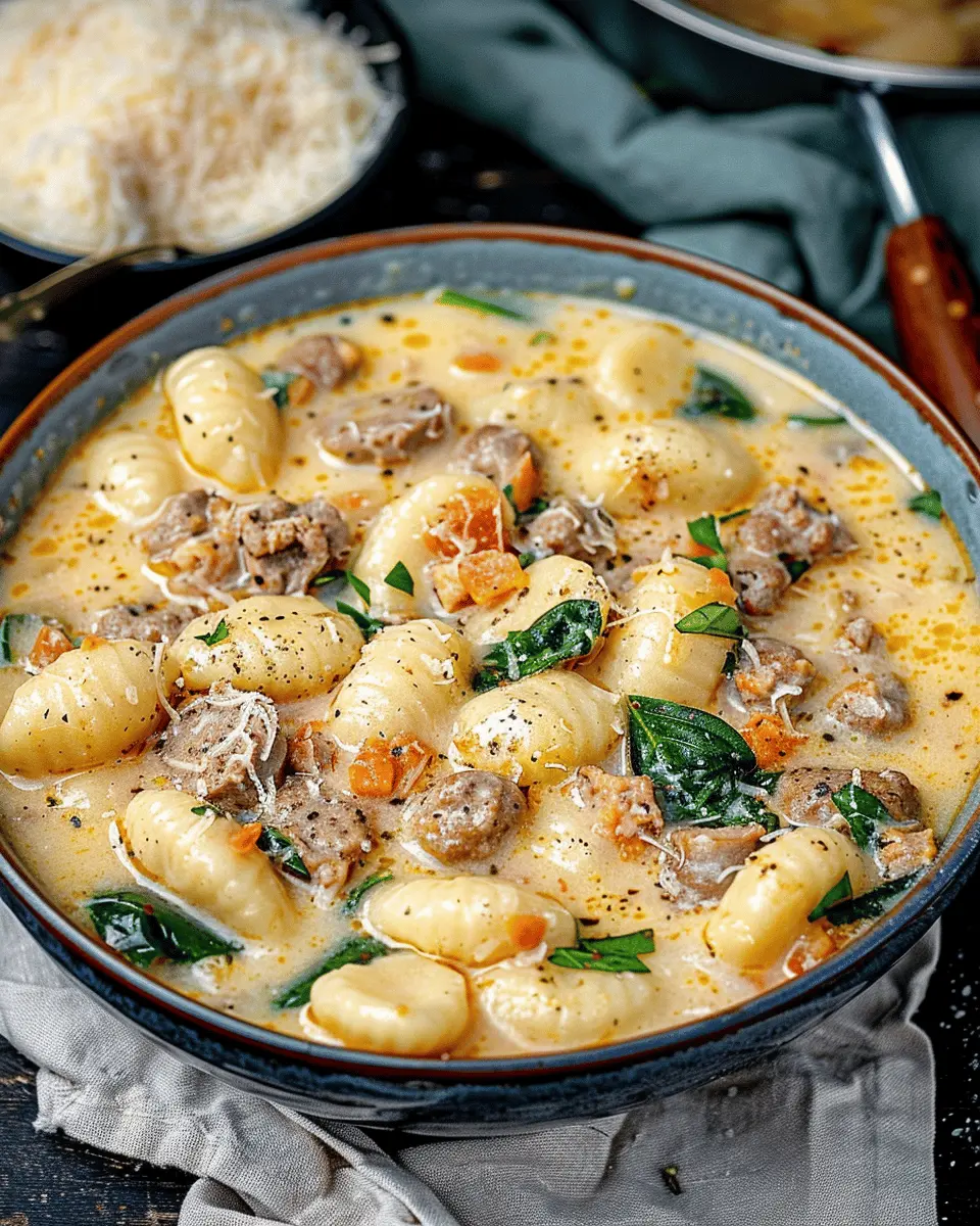 Creamy Gnocchi Soup with Italian Chicken Sausage Delight