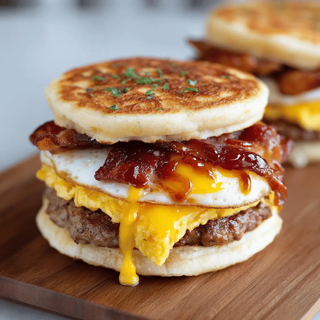 Easy Homemade McGriddle Breakfast Sandwiches with Turkey Bacon Delight