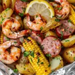Shrimp, Corn, Potatoes, and Smoked Sausage Foil Pack