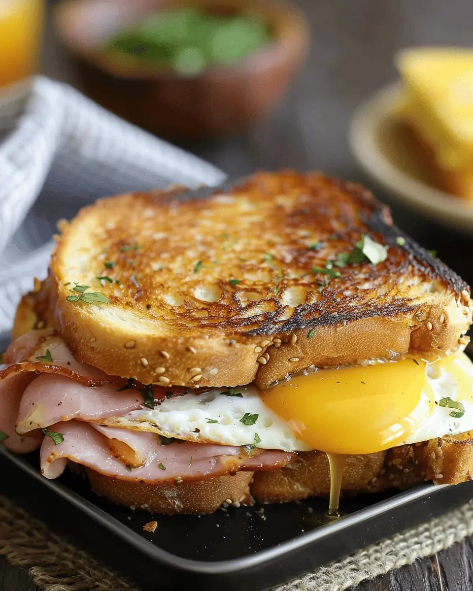 egg and ham breakfast sandwich: easy chicken ham and turkey bacon delight