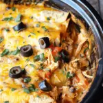 Hearty Crockpot Chicken Enchilada Casserole