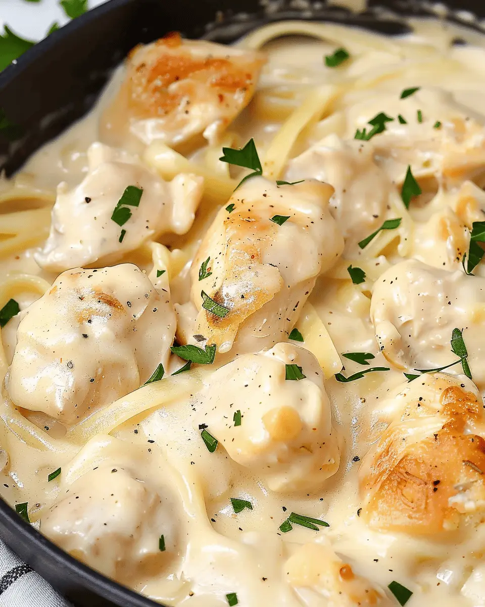 Chicken Alfredo Delight: Creamy, Pasta-Free Recipe with Turkey Bacon