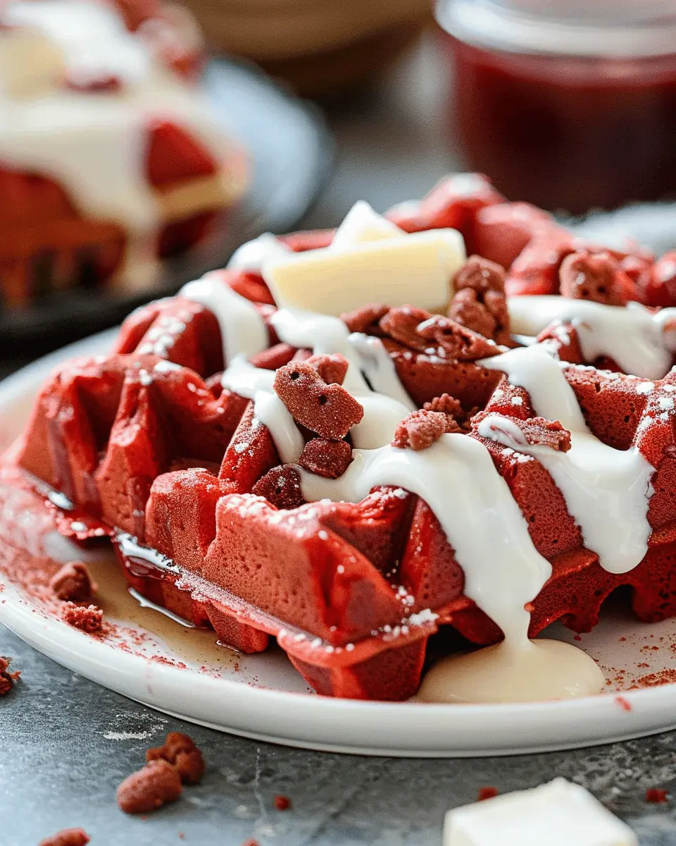 Red Velvet Waffles: Indulgent Treat with Cream Cheese Icing