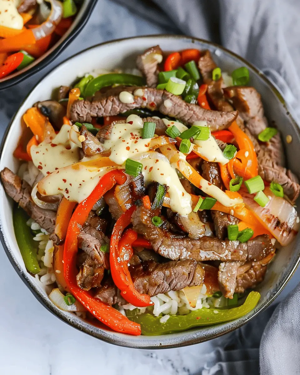 High Protein Philly Cheesesteak Rice Bowls with Turkey Bacon Twist