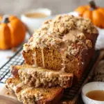 MOIST Pumpkin Bread with Streusel Topping and Maple Glaze