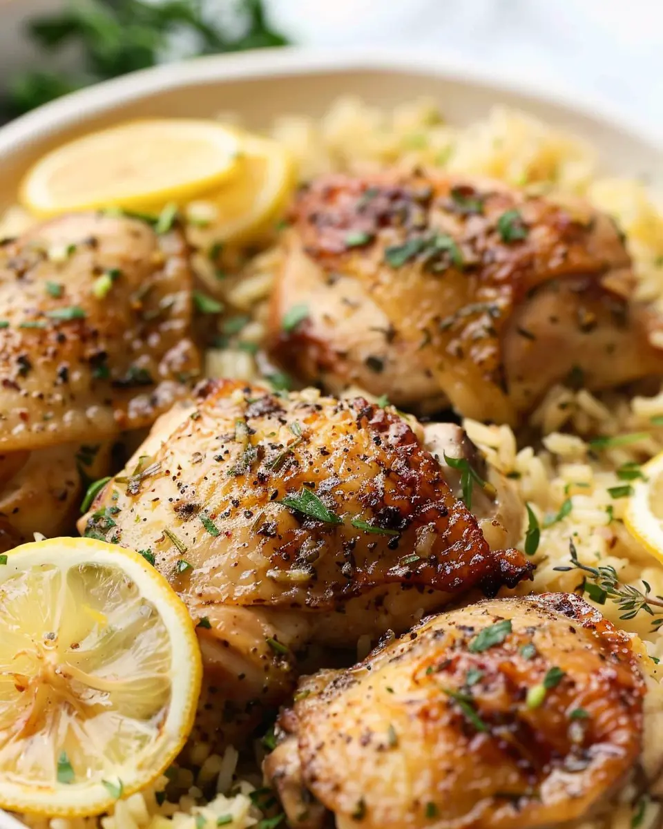 Slow Cooker Lemon Herb Chicken and Rice