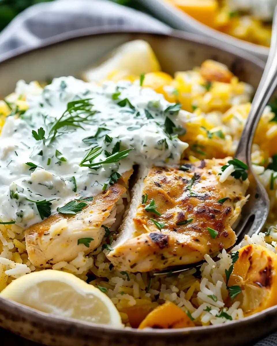 Dump-and-Bake Chicken Tzatziki: Easy Comfort with Rice Recipe