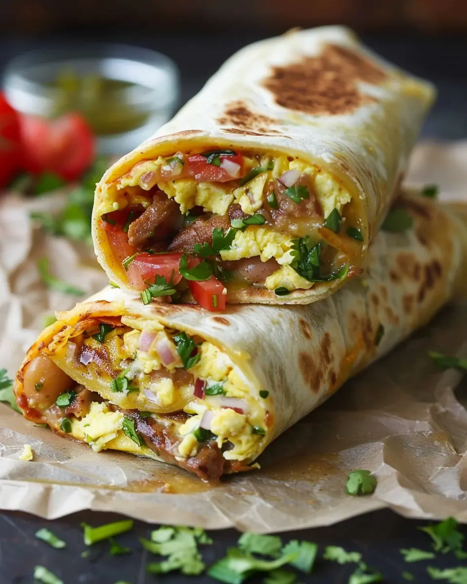 Breakfast Egg Burritos: Indulgent Wraps with Turkey Bacon and Chicken Ham