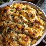 French Onion Chicken Orzo Casserole