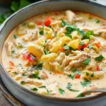 Creamy Parmesan Cajun Chicken Pasta Soup