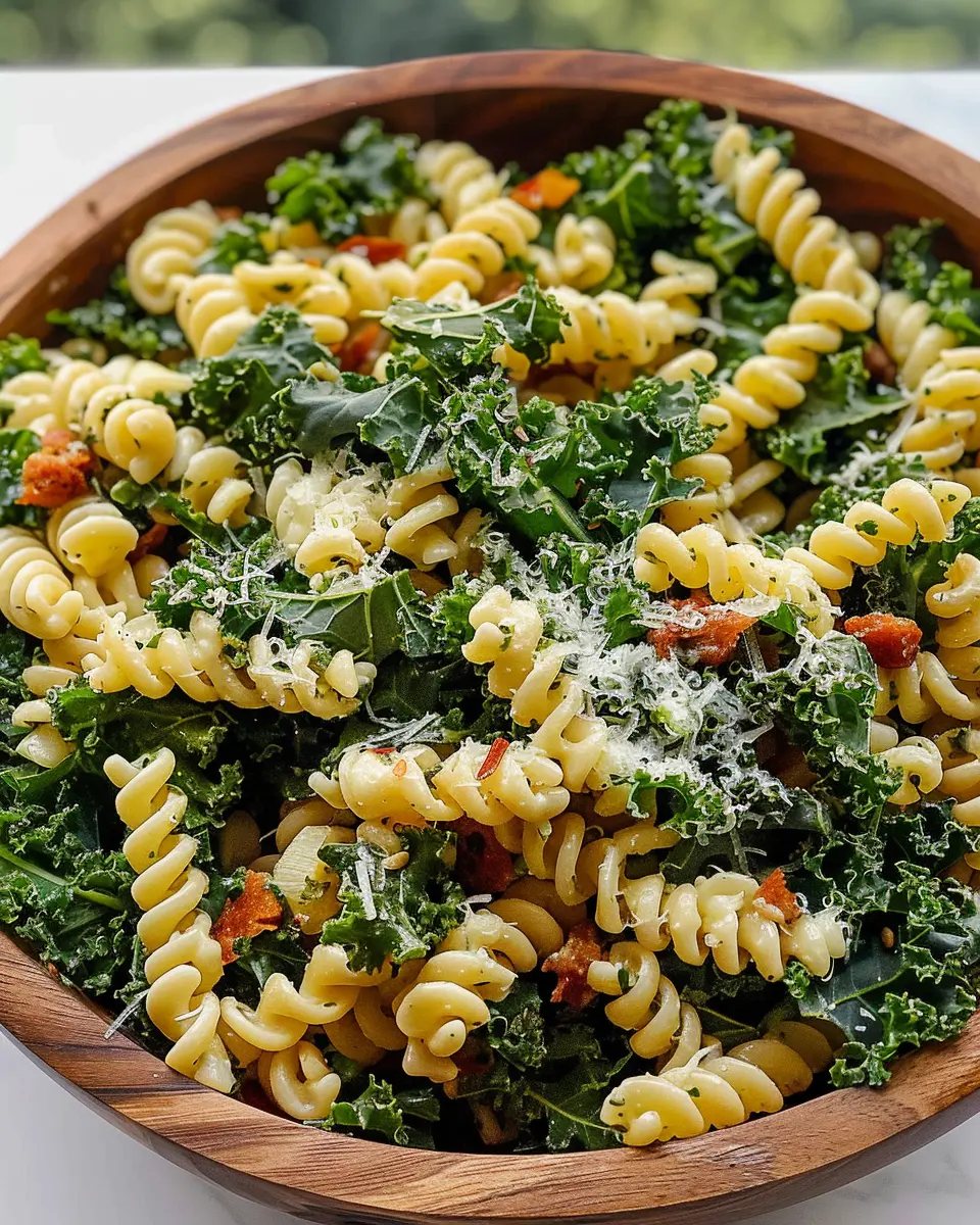 Kale Caesar Pasta Salad: Easy Twist with Turkey Bacon and Chicken Ham