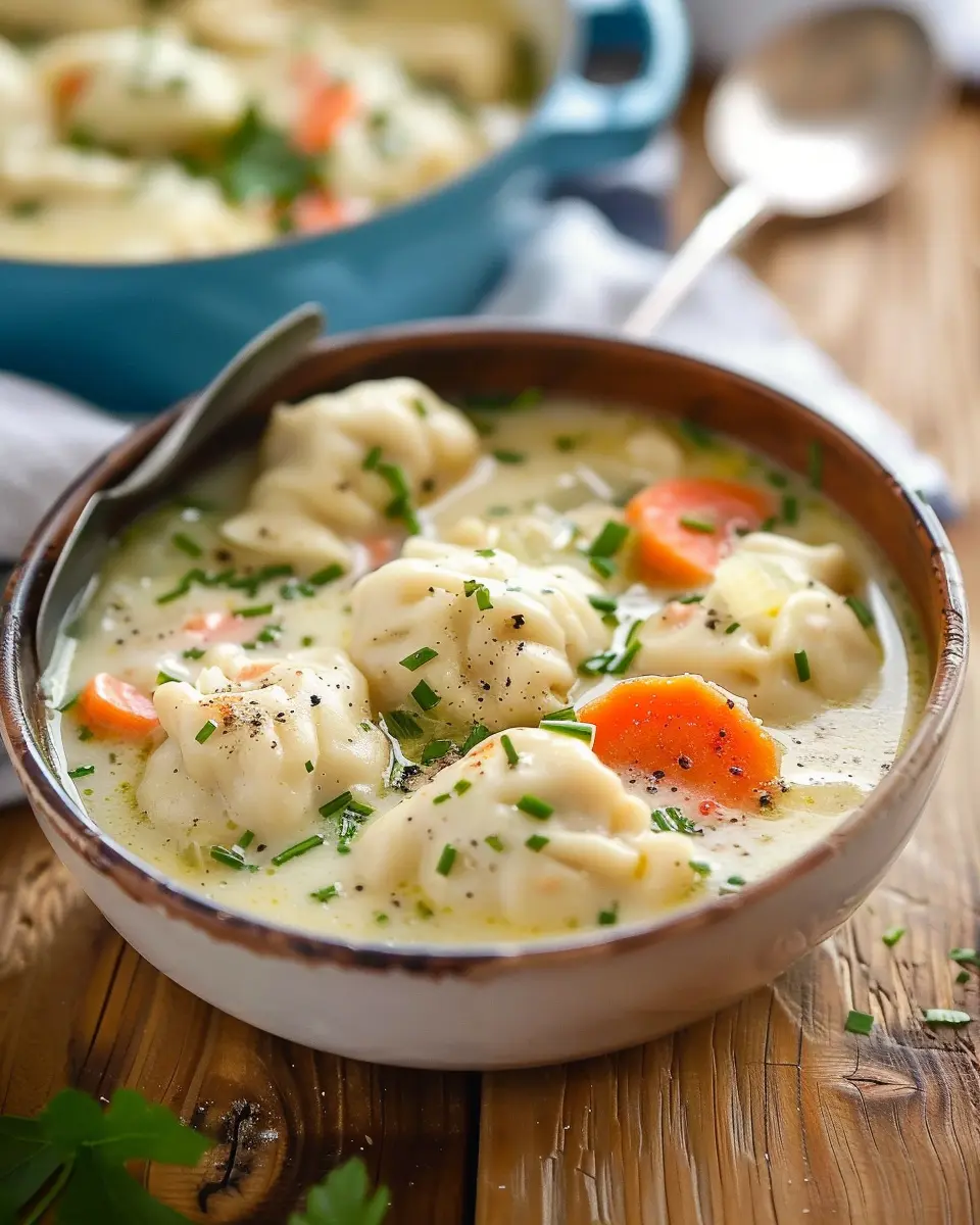 Comforting Chicken Dumpling Soup with Turkey Bacon and Veggies