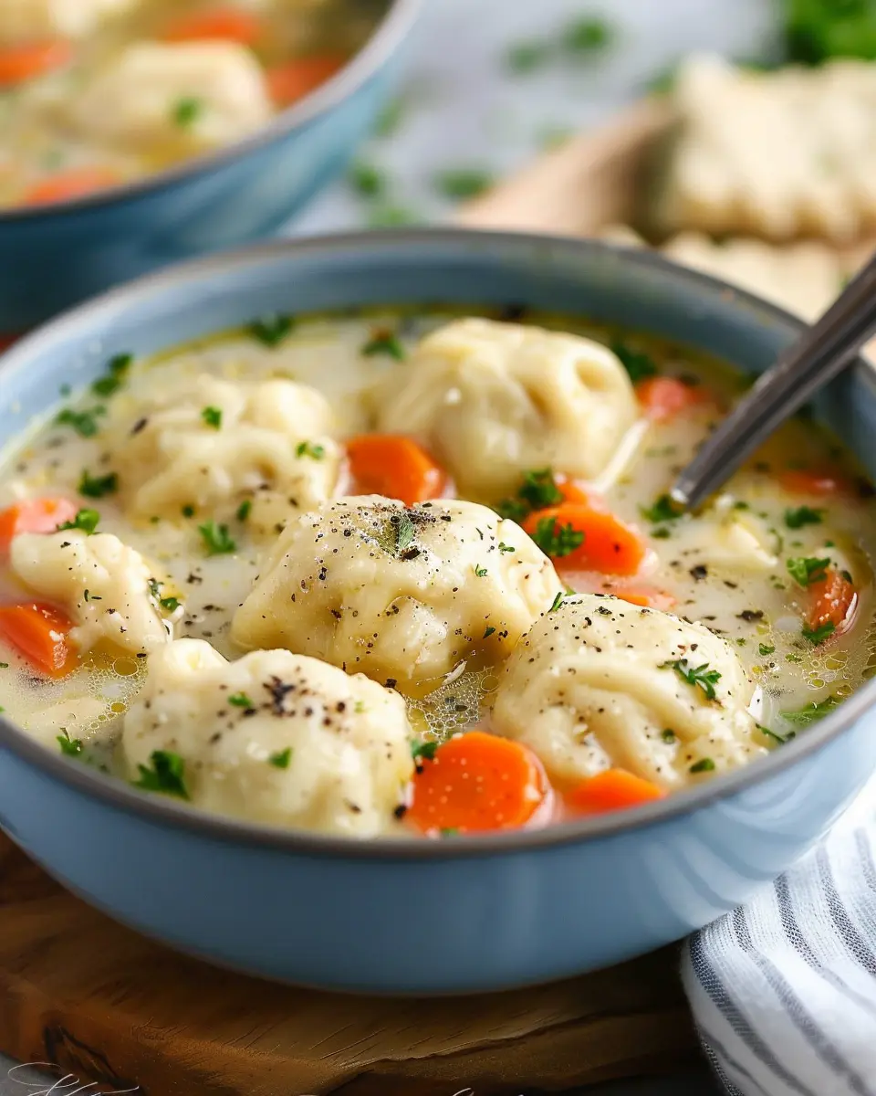 Comforting Chicken Dumpling Soup with Turkey Bacon Delight