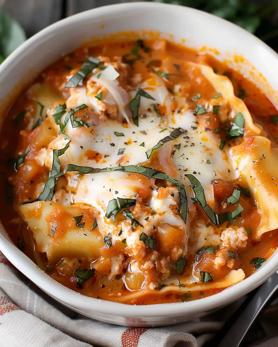 Easy Lasagna Soup No Ricotta: A Comforting Turkey Bacon Delight