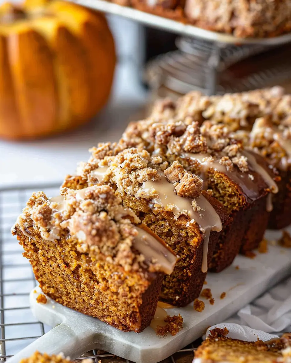 Moist Pumpkin Bread with Indulgent Streusel Topping and Maple Glaze