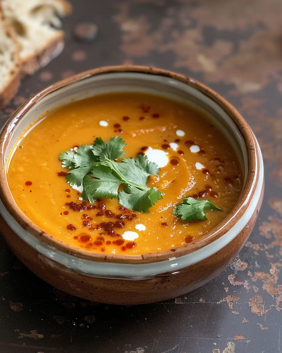 Spiced carrot and red lentil soup: Easy comfort with coconut and tamarind chili oil