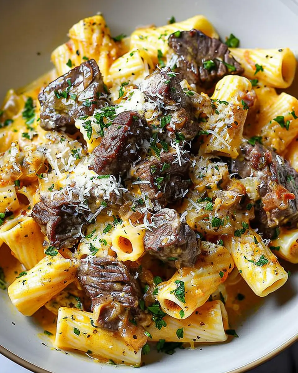 Cajun Steak Tips in Cheesy Rigatoni Parmesan Sauce: A Comforting Delight