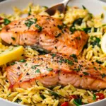 One Skillet Salmon with Lemon Orzo
