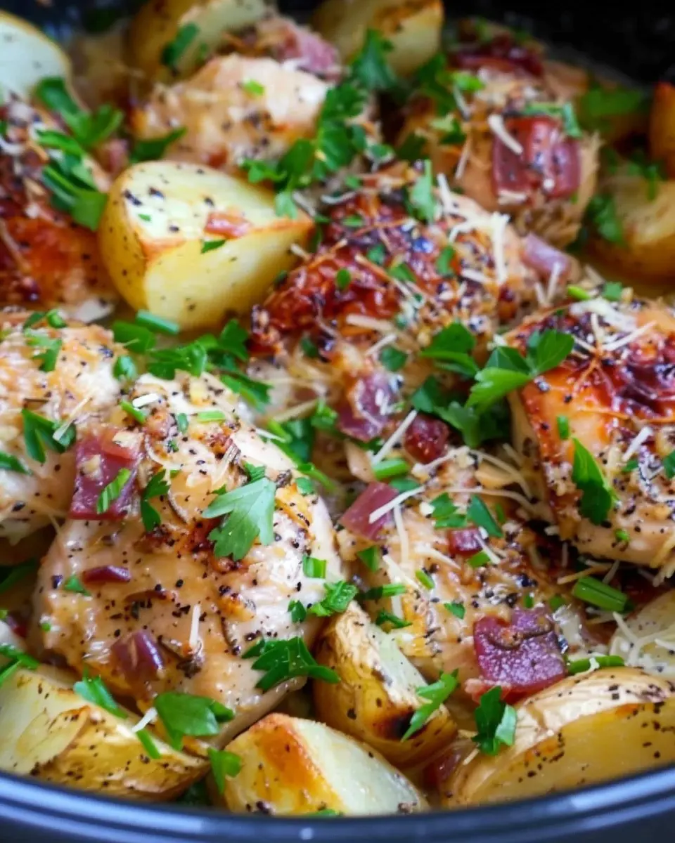 Crockpot Garlic Parmesan Chicken And Potatoes: Easy One-Pot Meal