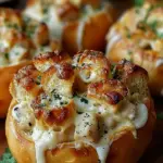 Chicken Alfredo Garlic Bread Bowls