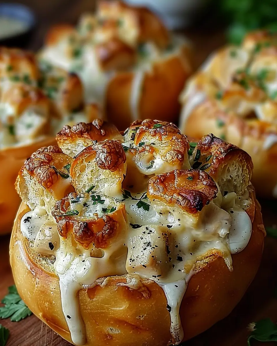 Chicken Alfredo Garlic Bread Bowls: The Best Comfort Food Delight