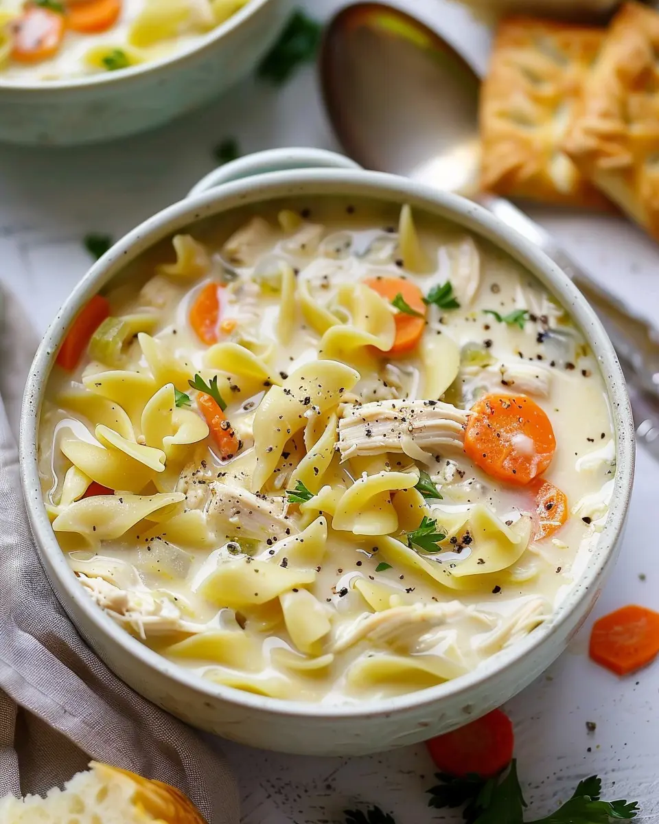 Creamy Chicken Noodle Soup with Turkey Bacon: A Cozy Delight