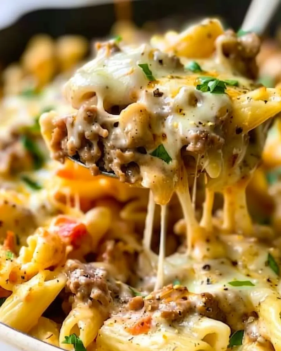 Philly Cheesesteak Pasta: Indulgent Comfort Food with Turkey Bacon