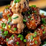Tender Korean BBQ Meatballs with Spicy Mayo Dip