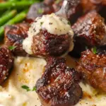 Garlic Butter Steak Bites with Parmesan Cream Sauce