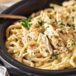 Crockpot Garlic Parmesan Chicken Pasta