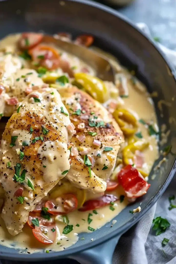 Creamy Pepperoncini Chicken Skillet