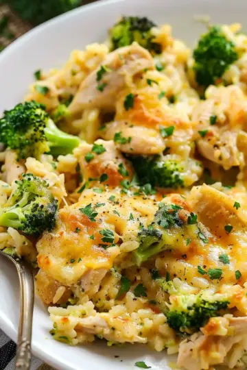 30 Minute One Pot Cheesy Chicken Broccoli Rice Casserole