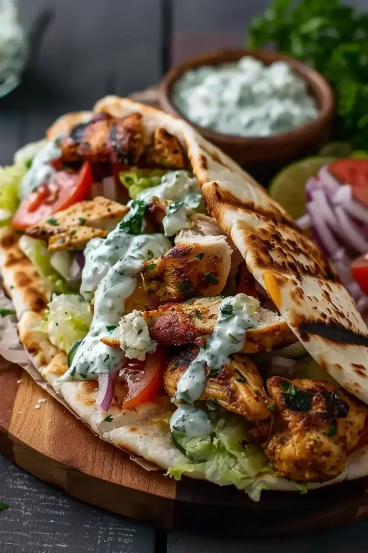 Mediterranean Chicken Gyros with Creamy Feta Tzatziki