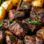 Garlic Butter Steak Bites and Potatoes